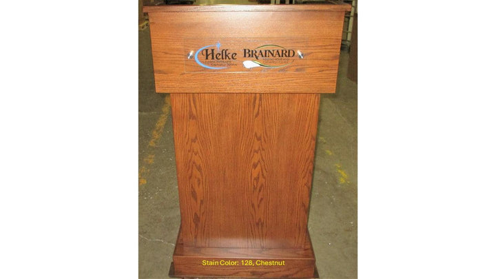 Handcrafted Solid Hardwood Lectern Conquest-Front Logo 128 Chestnut-Handcrafted Solid Hardwood Pulpits, Podiums and Lecterns-Podiums Direct