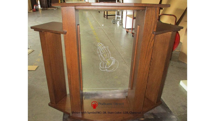 Wood with Acrylic Pulpit 778 Exhorter-Front 128 Chestnut-Wood With Acrylic Pulpits, Podiums and Lecterns-Podiums Direct