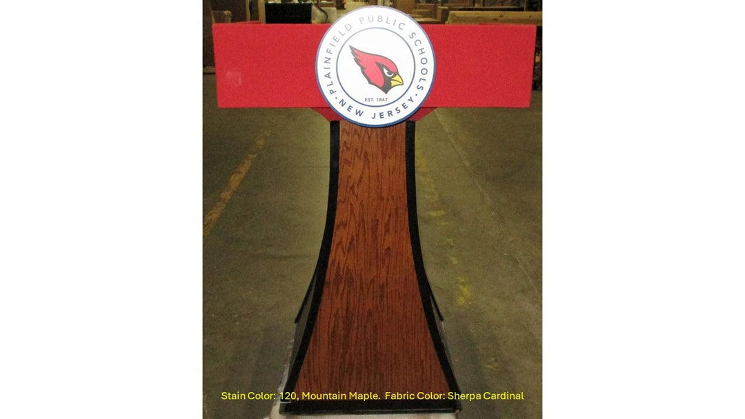 PREFront 1280 × 720px Handcrafted Solid Hardwood Lectern PD Presidential Non-Sound-Front 120 Mountain Maple Sherpa Cardinal-Handcrafted Solid Hardwood Pulpits, Podiums and Lecterns-Podiums Direct