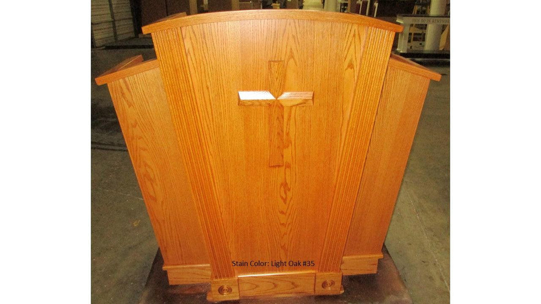 Church Wood Pulpit Victory Style with Fluting 310-Front Light Oak 35-Church Solid Wood Pulpits, Podiums and Lecterns-Podiums Direct