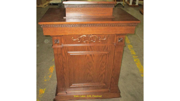 Church Wood Pulpit Tiered TSP-120-Front 128 Chestnut-Church Solid Wood Pulpits, Podiums and Lecterns-Podiums Direct