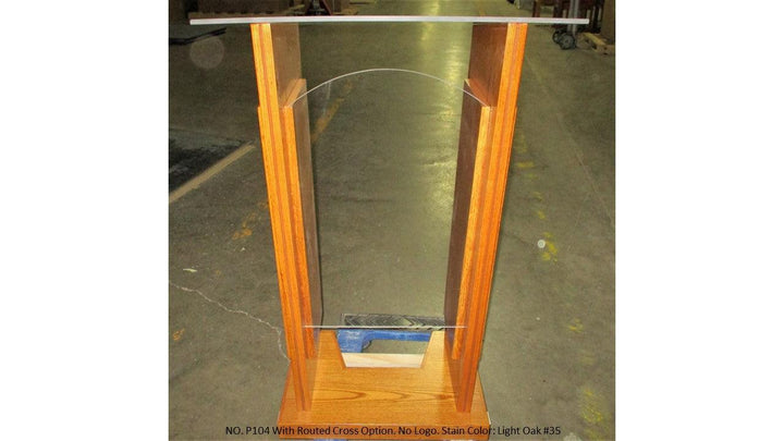 Wood with Acrylic Pulpit NO. P104-Front Light Oak 35-Wood With Acrylic Pulpits, Podiums and Lecterns-Podiums Direct