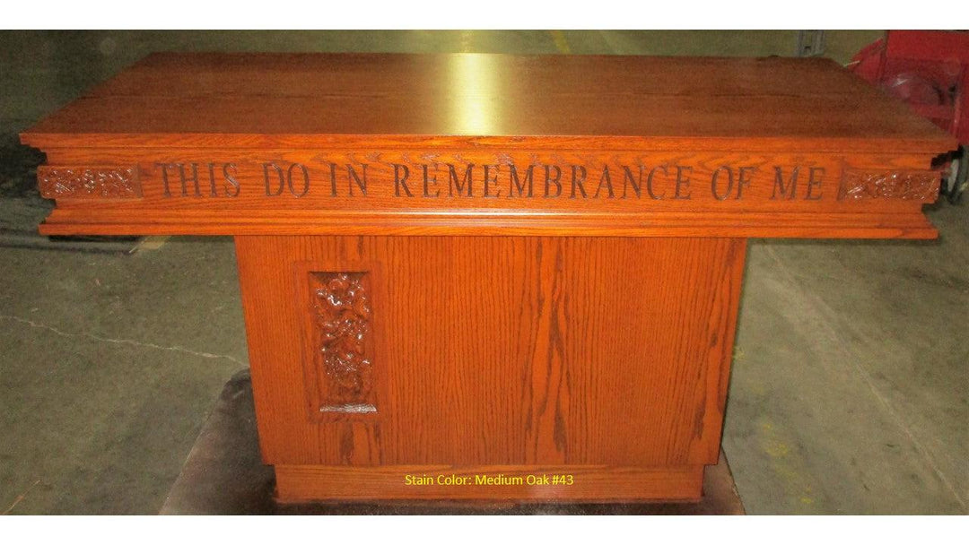 Communion Table NO 560 Pedestal-Front View Medium Oak 43-Communion Tables and Altars-Podiums Direct