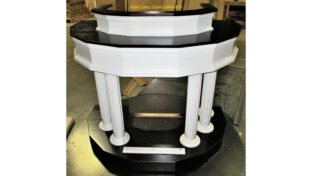 Wood with Acrylic Pulpit Custom No. 5-Front Dark Coffee 37-Wood With Acrylic Pulpits, Podiums and Lecterns-Podiums Direct