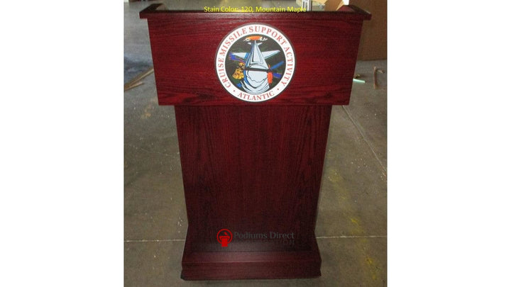 Handcrafted Solid Hardwood Lectern Conquest-Front Logo 120 Mountain Maple-Handcrafted Solid Hardwood Pulpits, Podiums and Lecterns-Podiums Direct