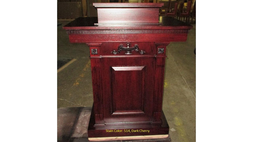 Church Wood Pulpit Pedestal NO 8201-Front 514 Dark Cherry-Church Solid Wood Pulpits, Podiums and Lecterns-Podiums Direct