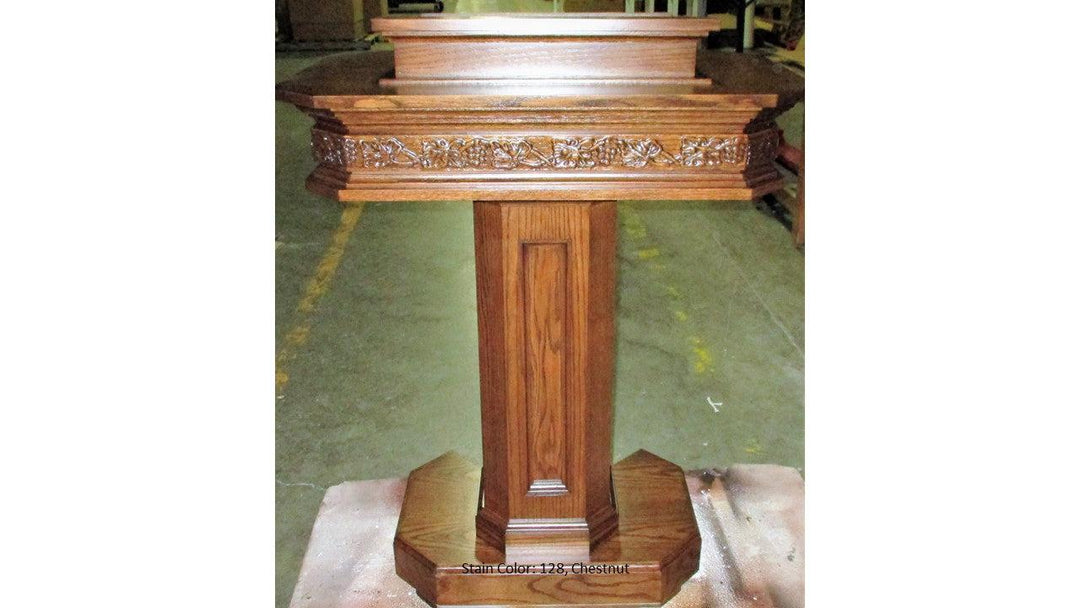 Church Wood Pulpit Pedestal NO 5402- Front 128 Chestnut-Church Solid Wood Pulpits, Podiums and Lecterns-Podiums Direct