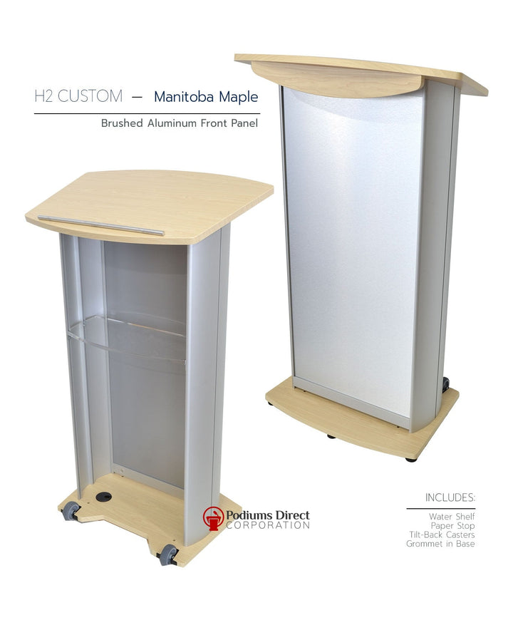 Contemporary Lectern and Podium VH1 Custom Aluminum Lectern- Manitoba Maple-Contemporary Lecterns and Podiums-Podiums Direct