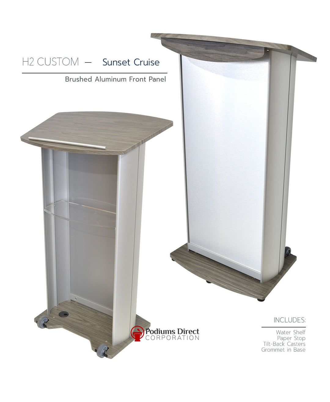 Contemporary Lectern and Podium VH1 Custom Aluminum Lectern- Sunset Cruise-Contemporary Lecterns and Podiums-Podiums Direct