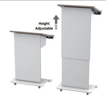 Metal Electric Lift, Height Adjustable Lectern, LEX28-Front Height Adjustable-Contemporary Lecterns and Podiums-Podiums Direct