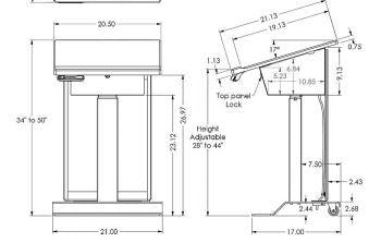 Metal Electric Lift, Height Adjustable Lectern, LEX28-Dimensions-Contemporary Lecterns and Podiums-Podiums Direct