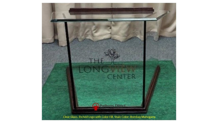 Tabletop Lectern NC2T/NC2TG Prestige Glass-Etched Logo Color Fill Bombay Mahogany-Tabletop Lecterns-Podiums Direct