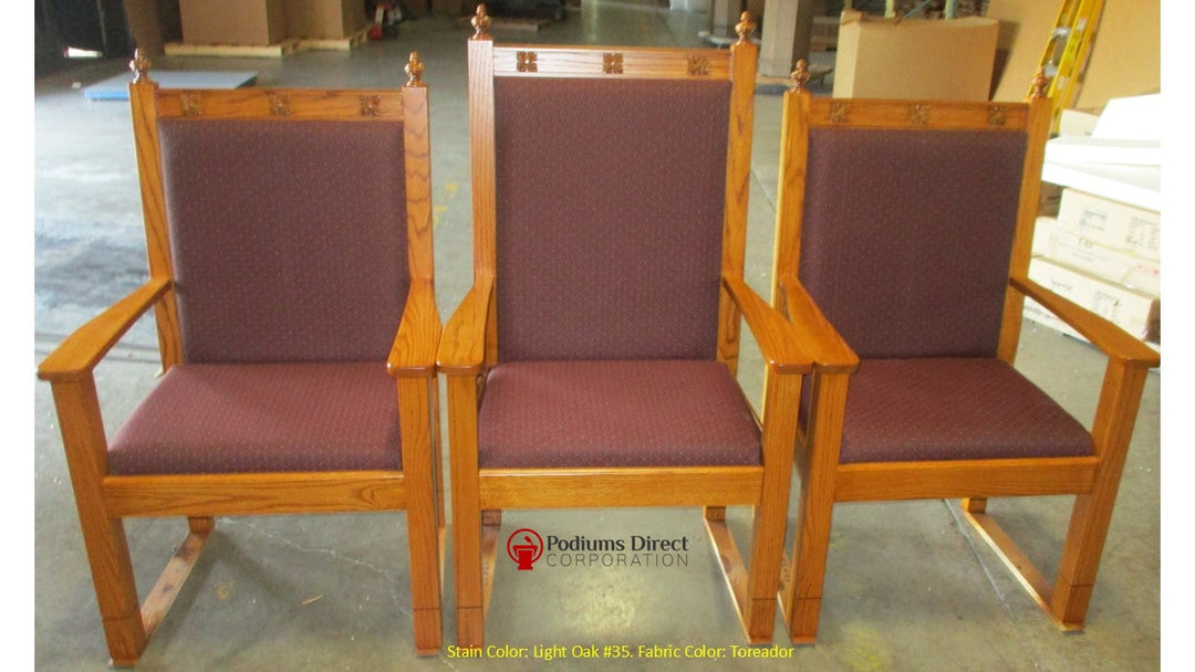 Clergy Church Chair Set NO 200 Series, two side chairs and one center chair