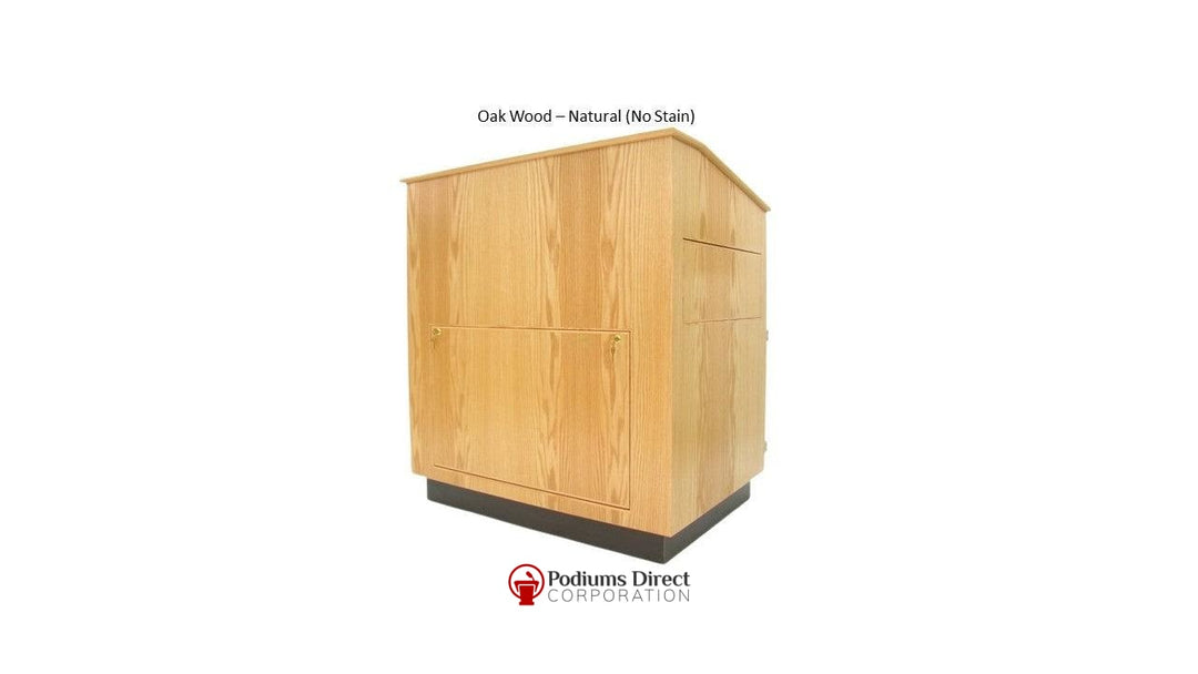 Multimedia Lectern "The Educator" Cart Style-Front Oak Wood Natural-Multimedia Podiums and Lecterns-Podiums Direct