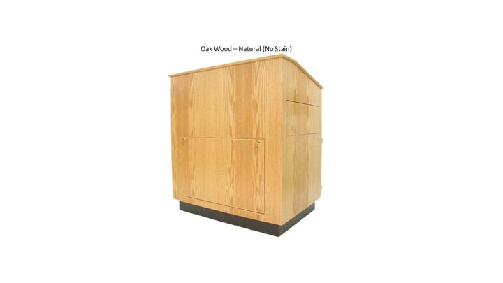 Multimedia Lectern "The Educator" Cart Style-Front Oak Wood Natural-Multimedia Podiums and Lecterns-Podiums Direct