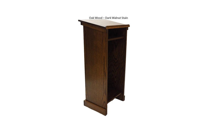 Non Sound Lectern FPL245 Full Pedestal-Back Oak Wood Dark Walnut Stain-Non Sound Podiums and Lecterns-Podiums Direct