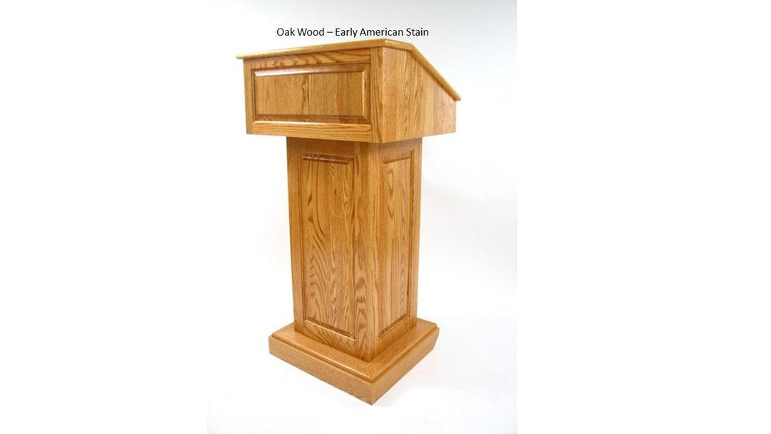Handcrafted Solid Hardwood Lectern CLR235 Counselor Front Oak Wood Early American-Handcrafted Solid Hardwood Pulpits, Podiums and Lecterns-Podiums Direct