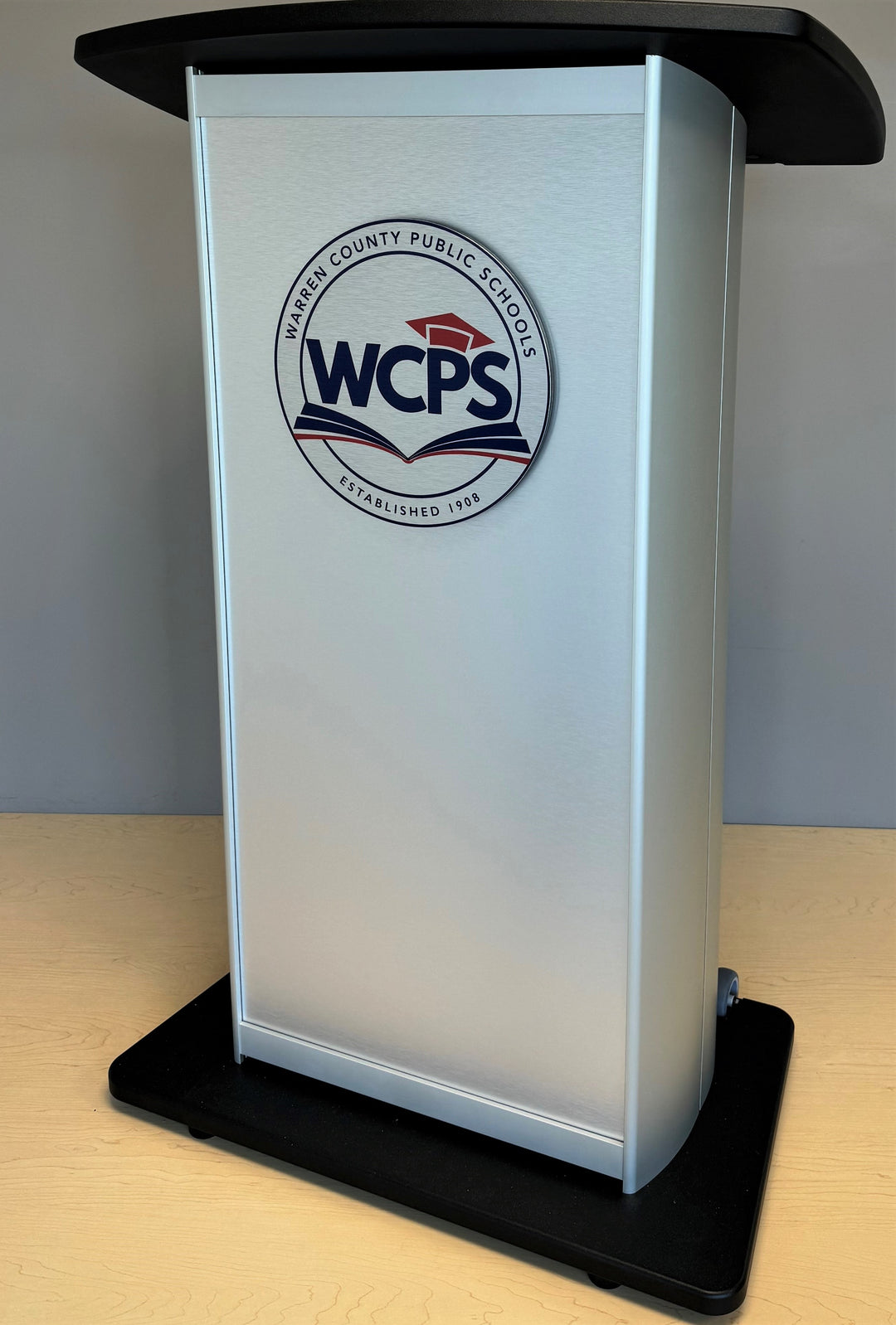 Contemporary Lectern and Podium H2W Custom Aluminum Lectern-Example of Another 3D Logo-Contemporary Lecterns and Podiums-Podiums Direct