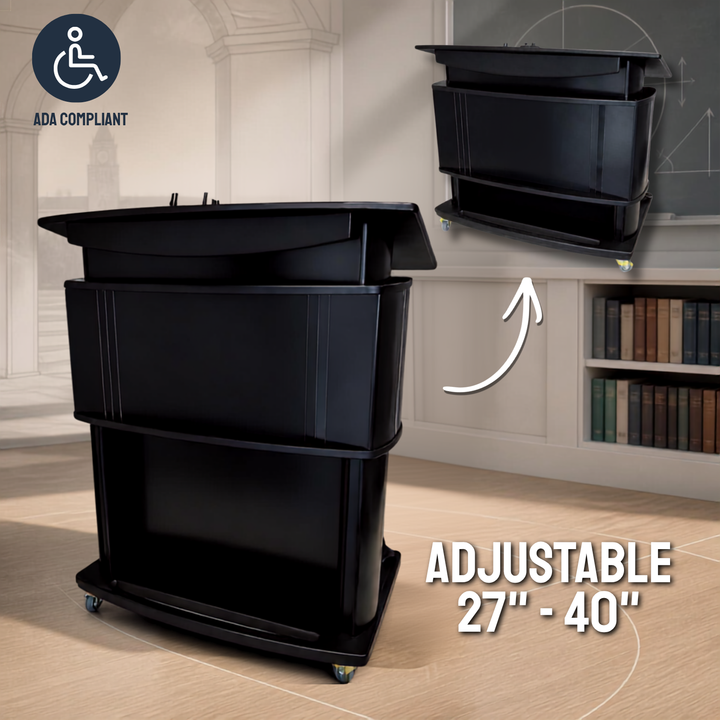 Height-Adjustable ADA Lectern: Motorized Aluminum Podium [1ALACC]