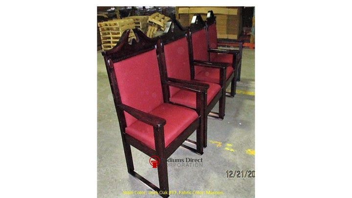 Clergy Church Chair TPC-296S/NO 8200 Series 48" Height Side Pulpit Chair-Side Dark Oak Maroon-Clergy Church Chairs-Podiums Direct