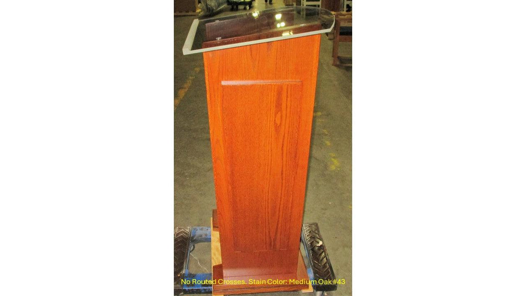 Wood with Acrylic Pulpit NO. P104-Side Medium Oak 43-Wood With Acrylic Pulpits, Podiums and Lecterns-Podiums Direct