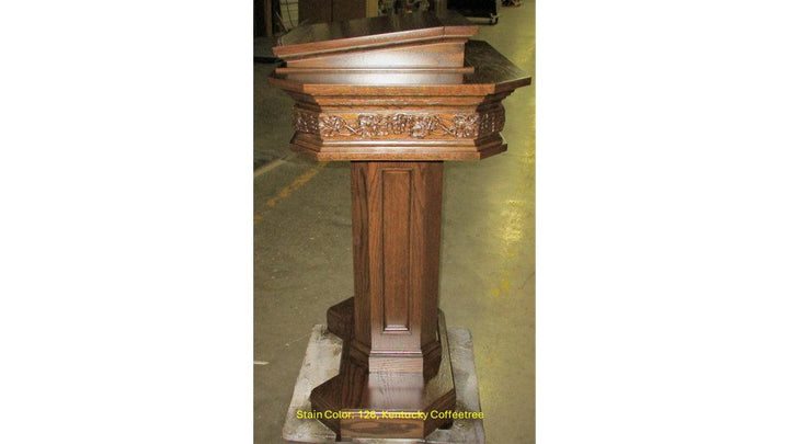 Church Wood Pulpit Pedestal NO 5402-Side 126 Kentucky Coffeetree-Church Solid Wood Pulpits, Podiums and Lecterns-Podiums Direct