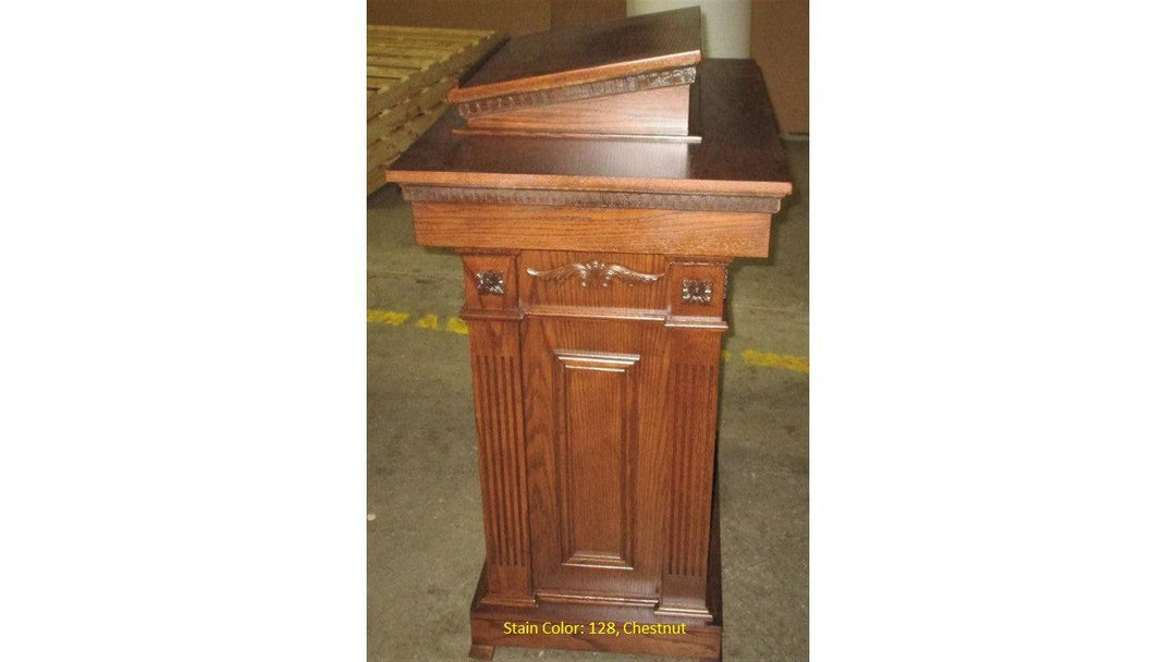 Church Wood Pulpit Tiered TSP-120-Side 128 Chestnut-Church Solid Wood Pulpits, Podiums and Lecterns-Podiums Direct