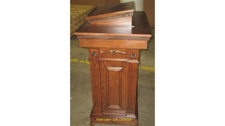 Church Wood Pulpit Tiered TSP-120-Side 128 Chestnut-Church Solid Wood Pulpits, Podiums and Lecterns-Podiums Direct