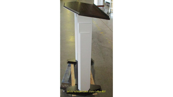 Wood with Acrylic Pulpit 701W Proclaimer-Side White with Dark Coffee 37-Wood With Acrylic Pulpits, Podiums and Lecterns-Podiums Direct