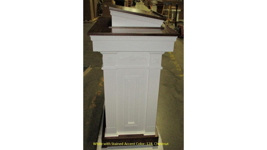 Church Wood Pulpit Colonial Tiered TSP-620- Side 128 Chestnut-Church Solid Wood Pulpits, Podiums and Lecterns-Podiums Direct