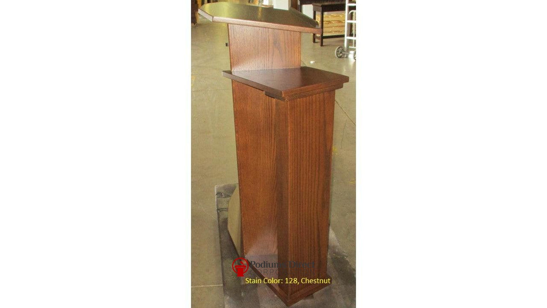 Wood with Acrylic Pulpit 778 Exhorter-Side 128 Chestnut-Wood With Acrylic Pulpits, Podiums and Lecterns-Podiums Direct