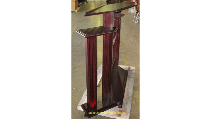 Wood with Acrylic Pulpit w/Wings 702 Proclaimer-Side 514, Dark Cherry-Wood With Acrylic Pulpits, Podiums and Lecterns-Podiums Direct