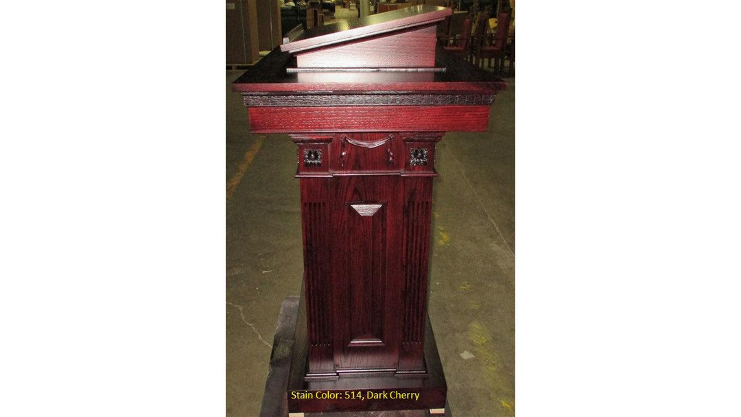 Church Wood Pulpit Pedestal NO 8201-Side 514 Dark Cherry-Church Solid Wood Pulpits, Podiums and Lecterns-Podiums Direct
