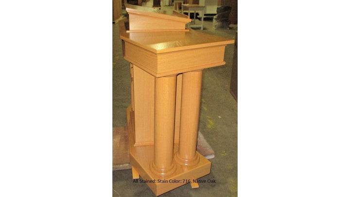 Church Wood Pulpit Custom No. 810-All Stained Side 716 Native Oak-Church Solid Wood Pulpits, Podiums and Lecterns-Podiums Direct