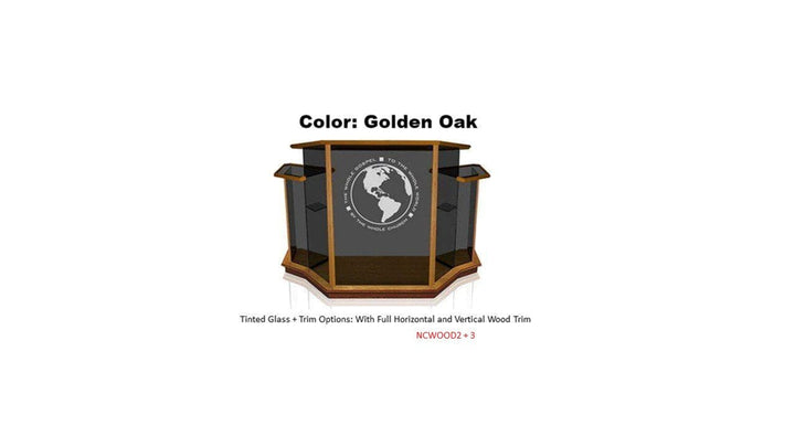 Glass Pulpit NC8WC/NC8CG Prestige Winged PRESTIGE-Smoked Glass Horizontal and Vertical Wood Trim NCWOOD2 + 3-Glass Pulpits, Podiums and Lecterns and Communion Tables-Podiums Direct