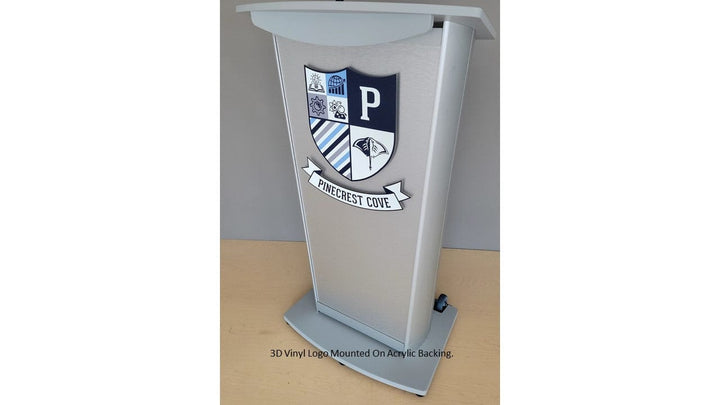 Contemporary Lecterns and Podium VH1 Standard Aluminum Lectern-Example 2 of 3D Logo-Contemporary Lecterns and Podiums-Podiums Direct
