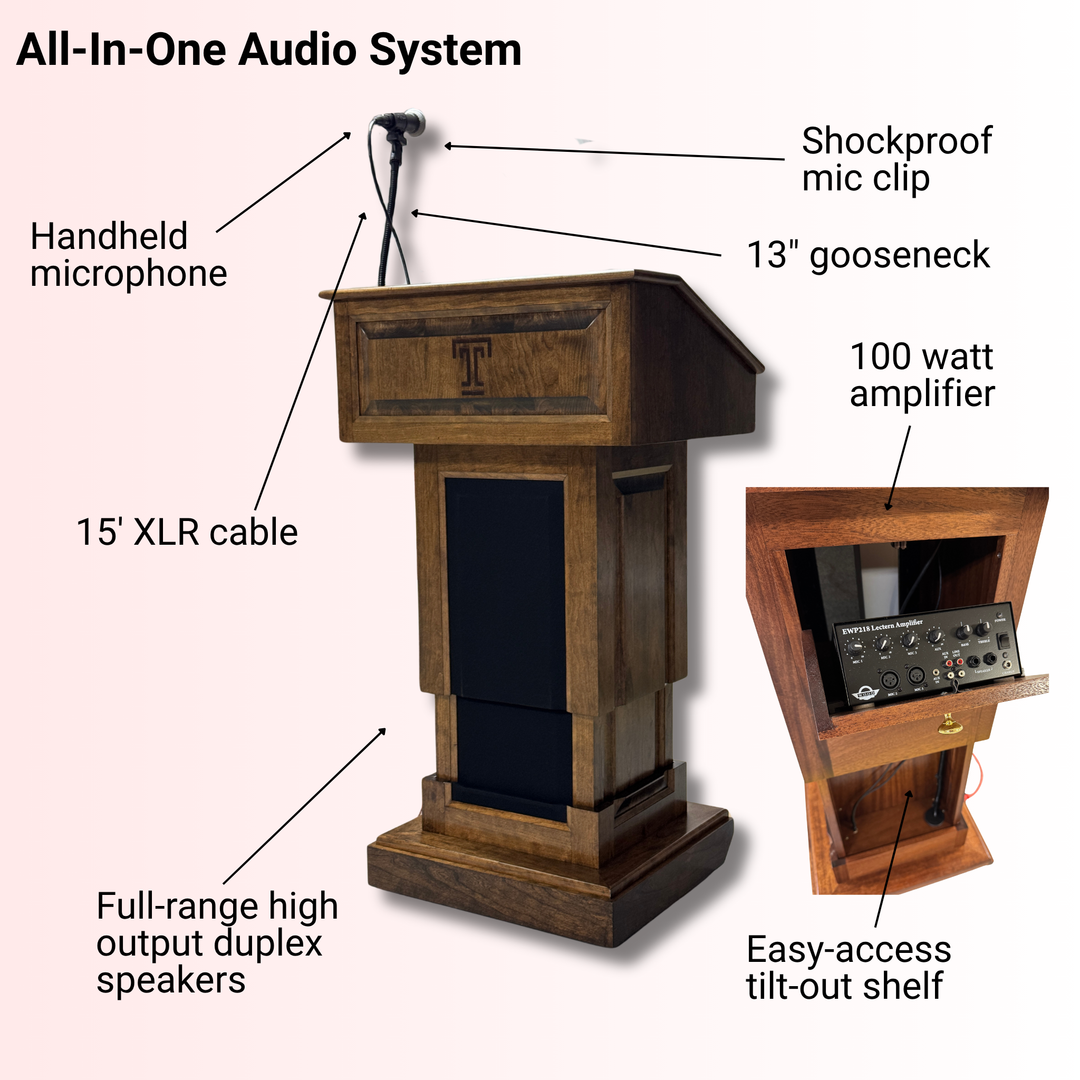 all-in-one audio system podium
