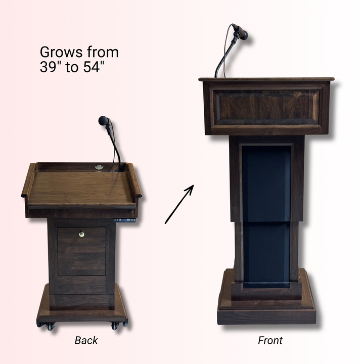 solid hardwood lectern height adjustability