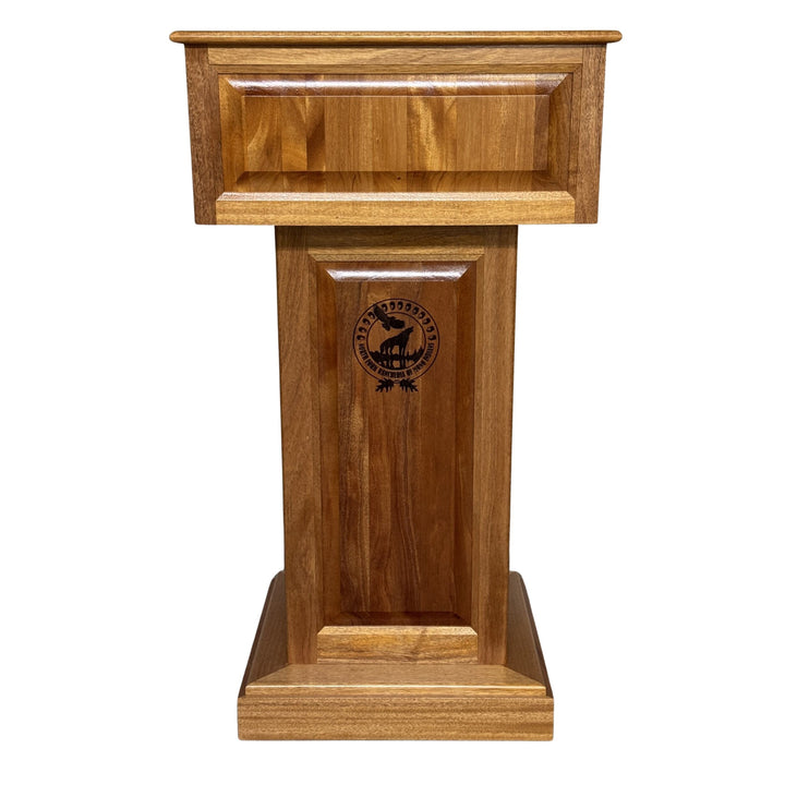 Counselor lectern in mahogany with natural clear finish