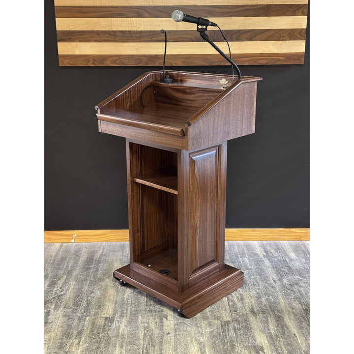 Counselor lectern in mahogany with red mahogany stain