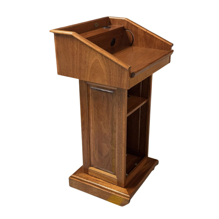 Counselor Swivel lectern in mahogany with English chestnut stain