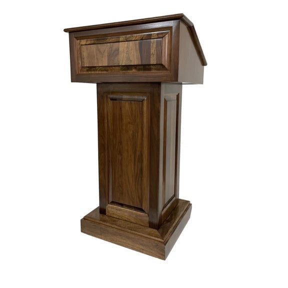 Counselor lectern in walnut with dark walnut stain