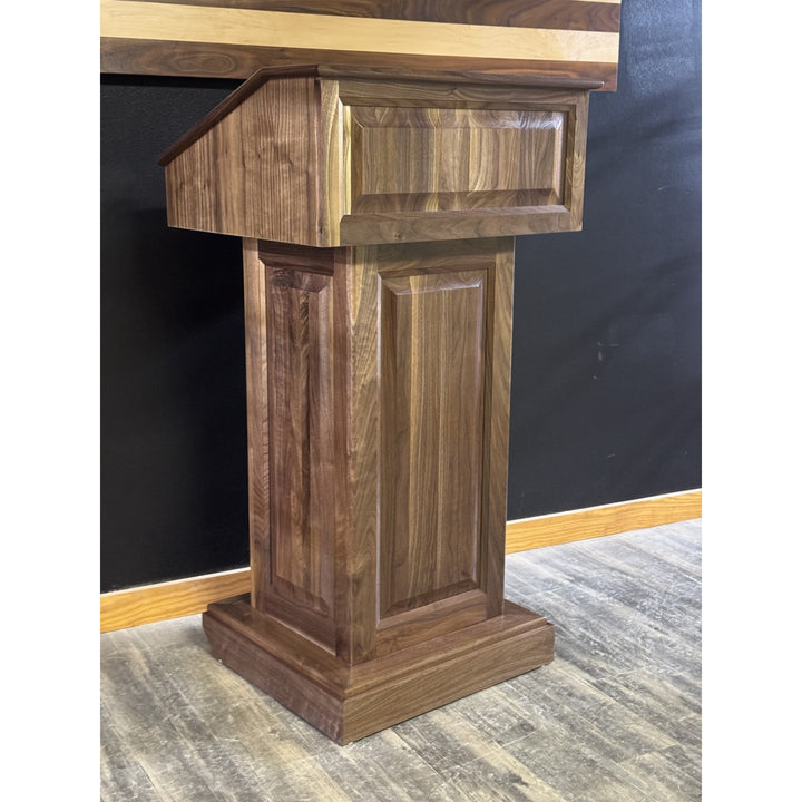 Counselor lectern in walnut with natural clear finish