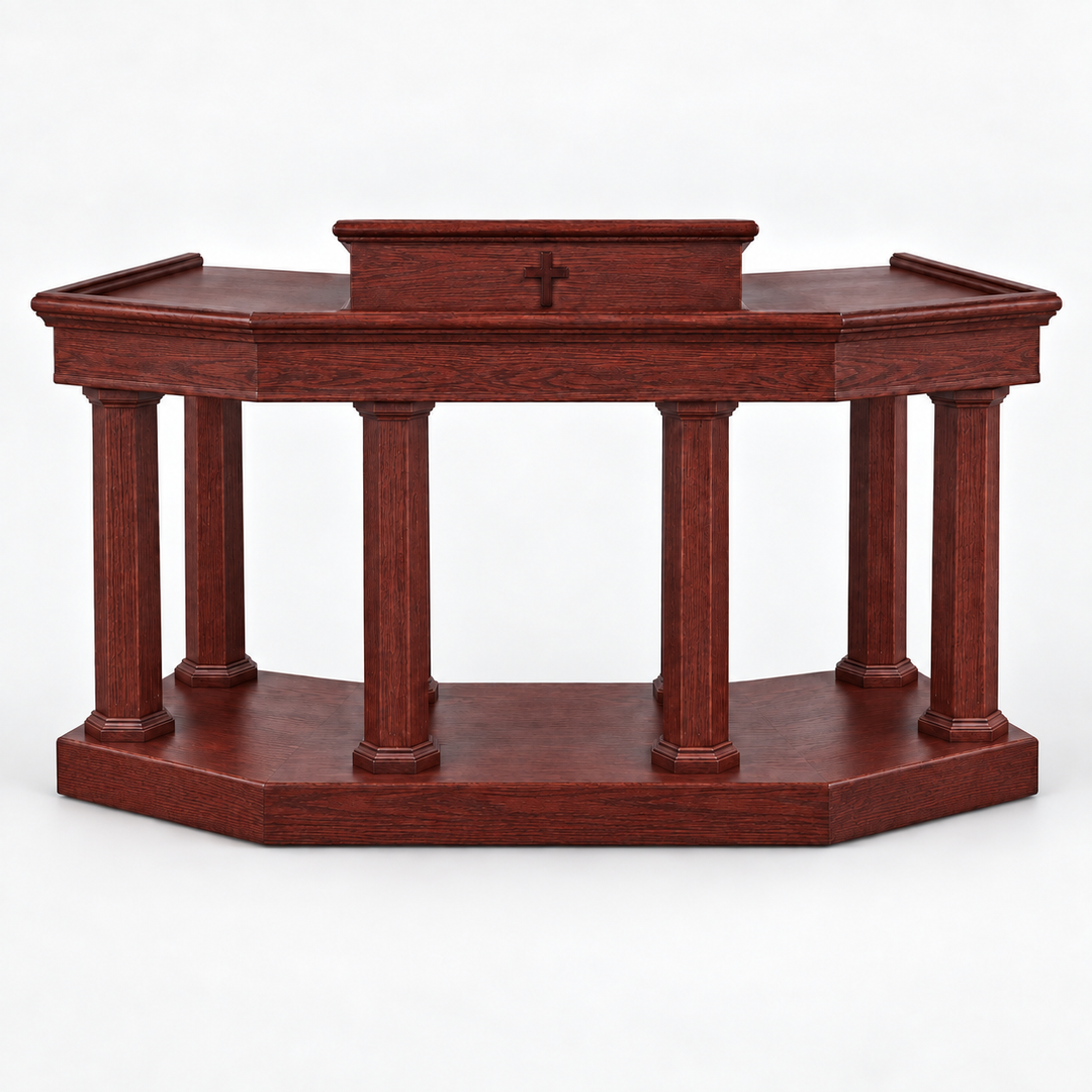 Custom No. 4 solid oak column pulpit — Mountain Maple 