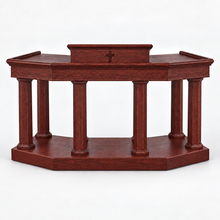 Custom No. 4 solid oak column pulpit — Mountain Maple 