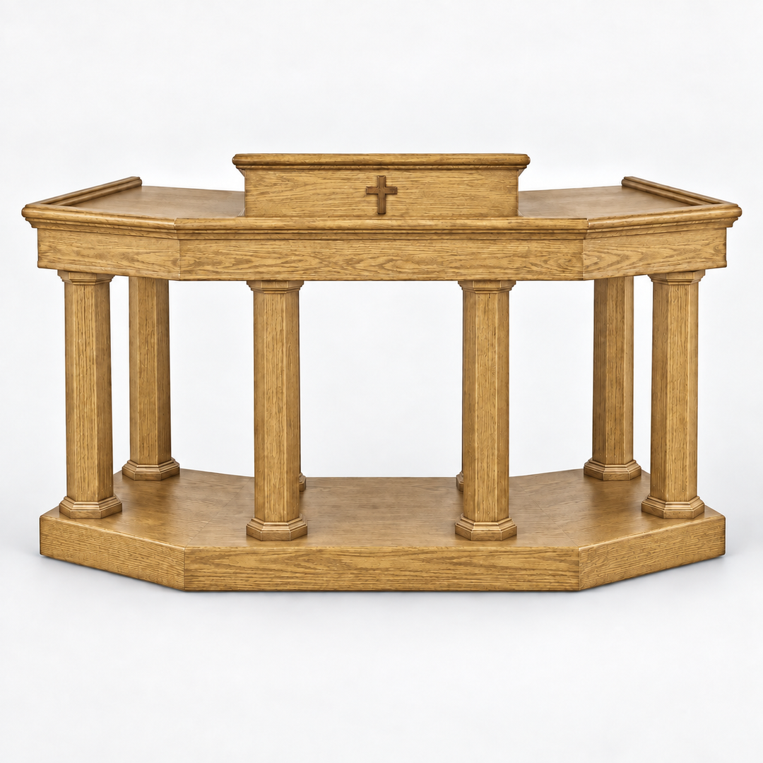 Custom No. 4 solid oak column pulpit — Native Oak 