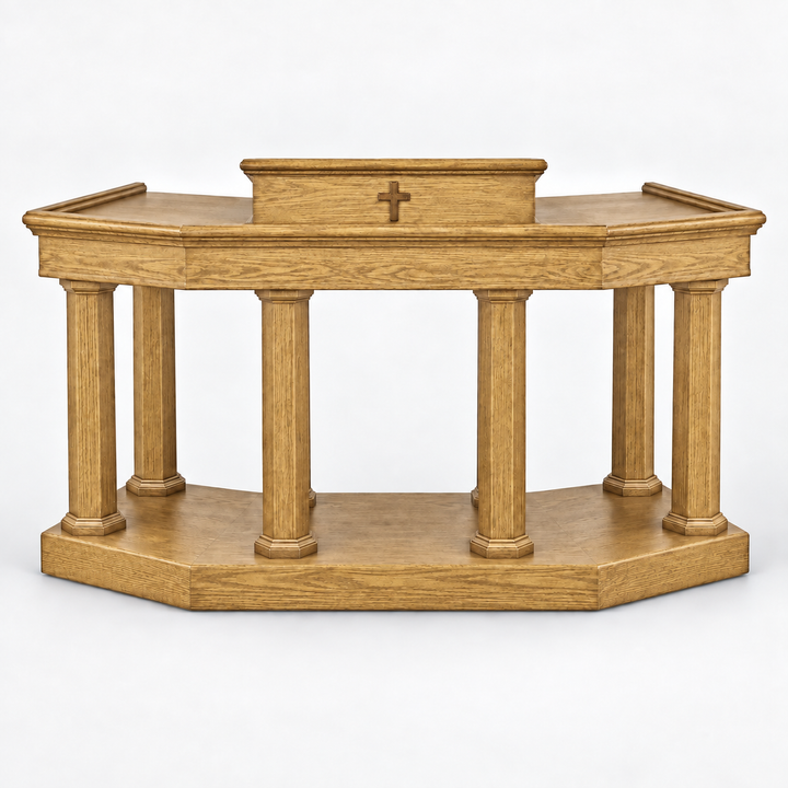Custom No. 4 solid oak column pulpit — Native Oak 