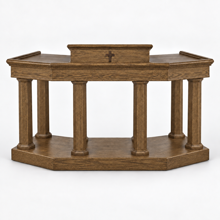 Custom No. 4 solid oak column pulpit — Tamarack 
