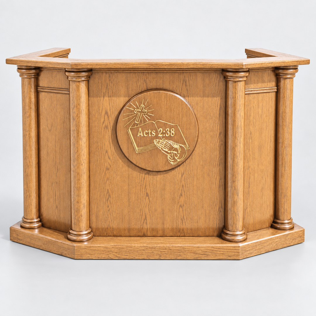 Custom No. 7 solid oak walk-in pulpit — Light Oak #35