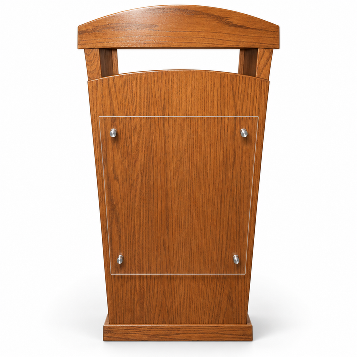 Eagle solid oak curved lectern — 27 inch — Medium Oak 